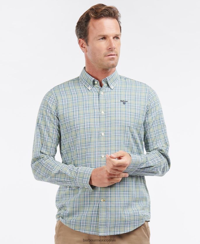 Barbour 8B6RFZ435 ropa aceituna hombres camisa de derramador