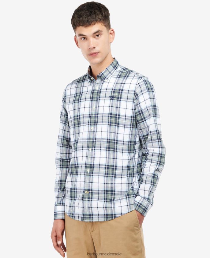 Barbour 8B6RFZ440 ropa susurro blanco hombres camisa de vestir blakelow