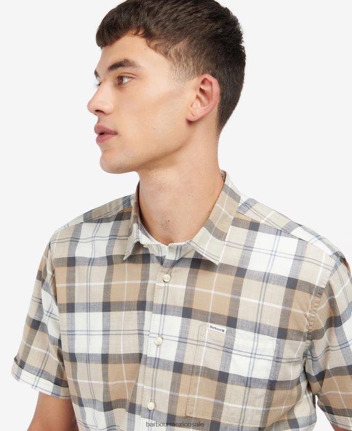 Barbour 8B6RFZ442 ropa tartán arena amble hombres camisa de vestir de manga corta gordon