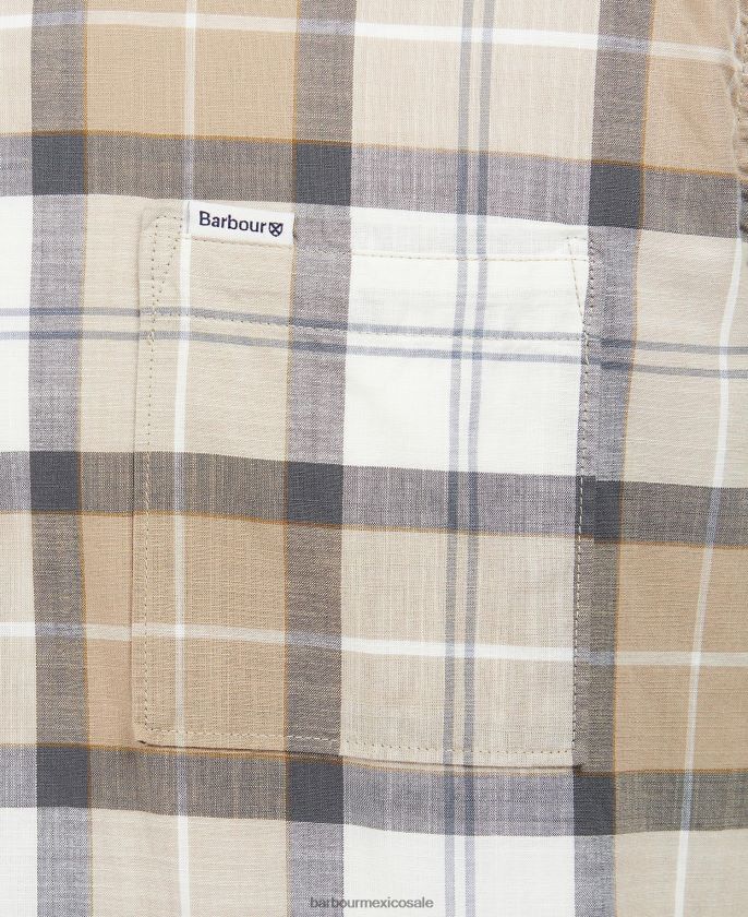Barbour 8B6RFZ442 ropa tartán arena amble hombres camisa de vestir de manga corta gordon