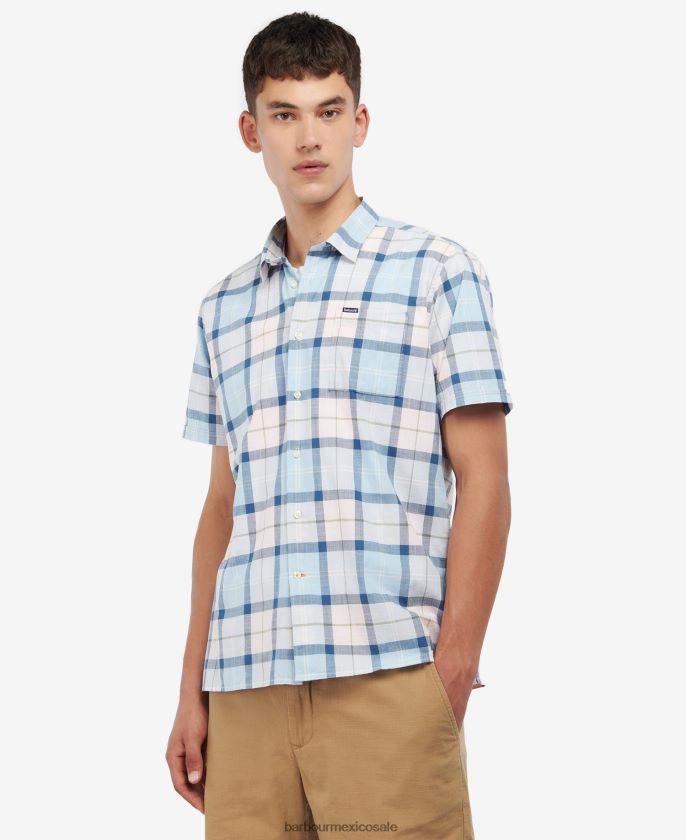 Barbour 8B6RFZ448 ropa tartán arena amble hombres camisa de vestir de manga corta gordon