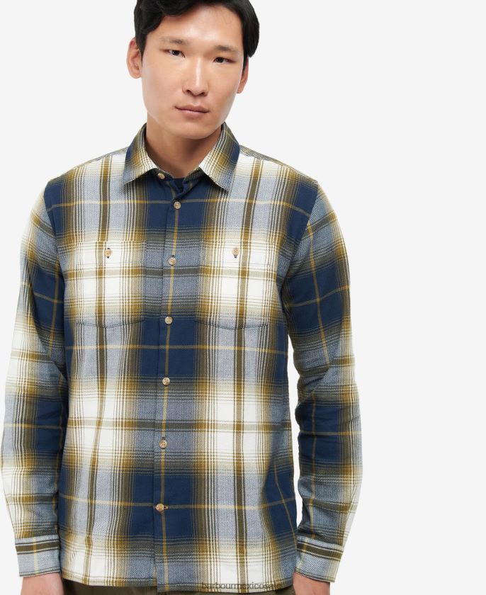 Barbour 8B6RFZ473 ropa azul marino clásico hombres camiseta de haversthwaite