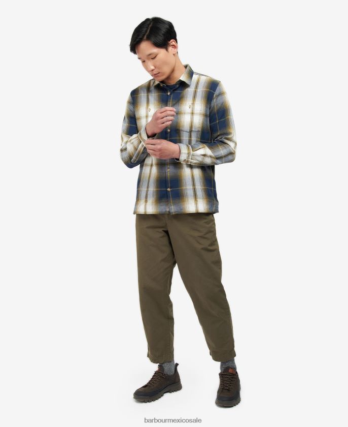 Barbour 8B6RFZ473 ropa azul marino clásico hombres camiseta de haversthwaite