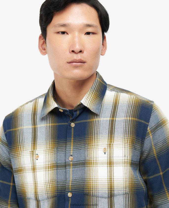 Barbour 8B6RFZ473 ropa azul marino clásico hombres camiseta de haversthwaite