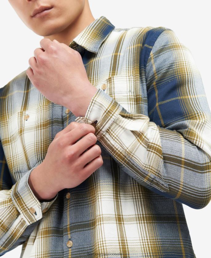 Barbour 8B6RFZ473 ropa azul marino clásico hombres camiseta de haversthwaite