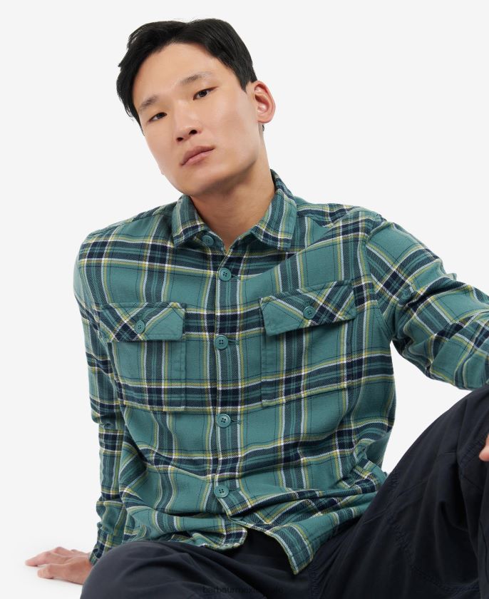 Barbour 8B6RFZ477 ropa tapenade hombres sobrecamisa hallfell