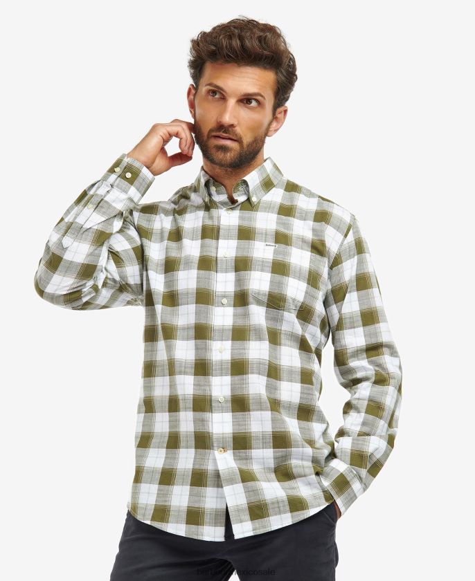 Barbour 8B6RFZ485 ropa azul clásico hombres camisa a cuadros broxfield