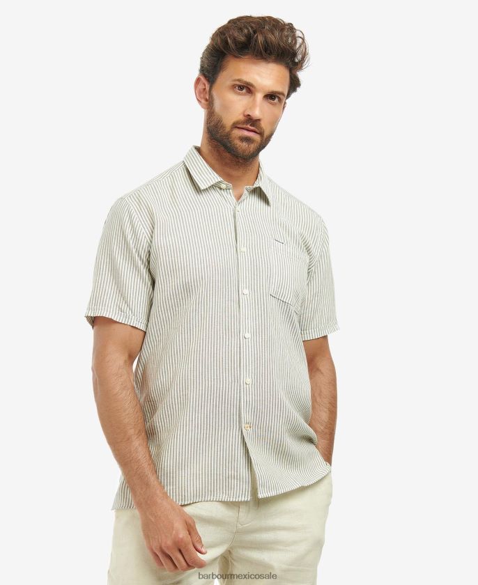 Barbour 8B6RFZ487 ropa aceituna hombres camisa de vestir deerpark