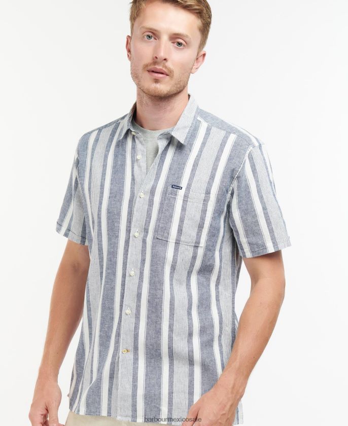 Barbour 8B6RFZ511 ropa azul marino clásico hombres camisa normal thewles