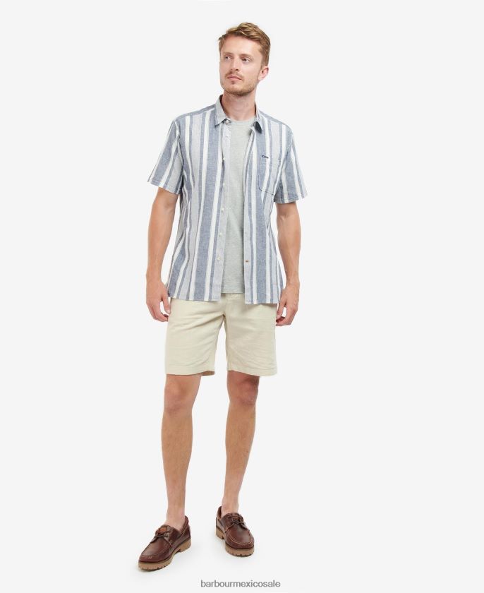 Barbour 8B6RFZ511 ropa azul marino clásico hombres camisa normal thewles