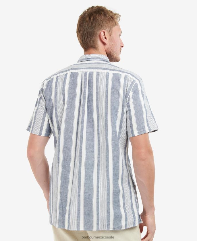 Barbour 8B6RFZ511 ropa azul marino clásico hombres camisa normal thewles