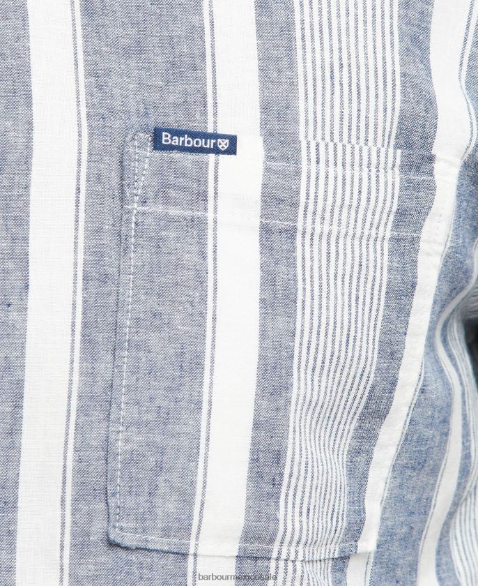 Barbour 8B6RFZ511 ropa azul marino clásico hombres camisa normal thewles