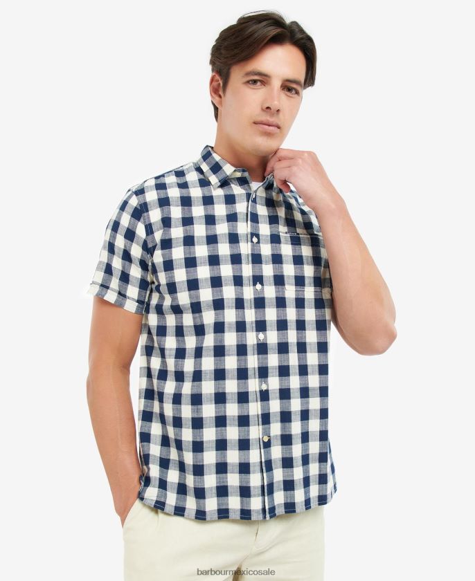 Barbour 8B6RFZ525 ropa aceituna hombres camisa de vestir hilson