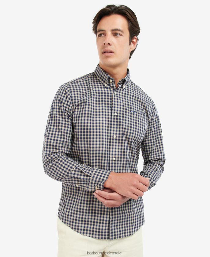 Barbour 8B6RFZ527 ropa azul hombres camisa de vestir con diseño de merryton