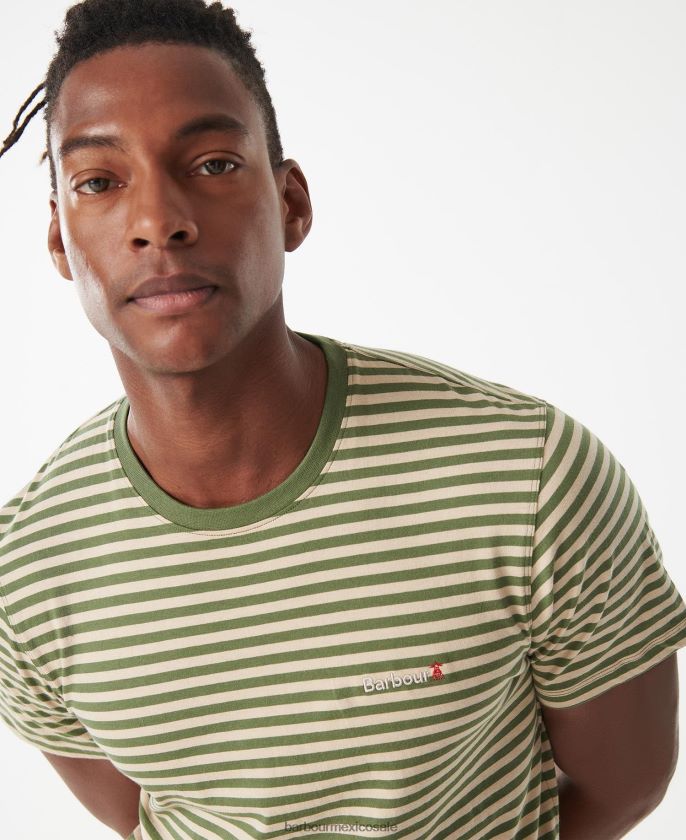 Barbour 8B6RFZ746 ropa naranja desteñido hombres camiseta a rayas