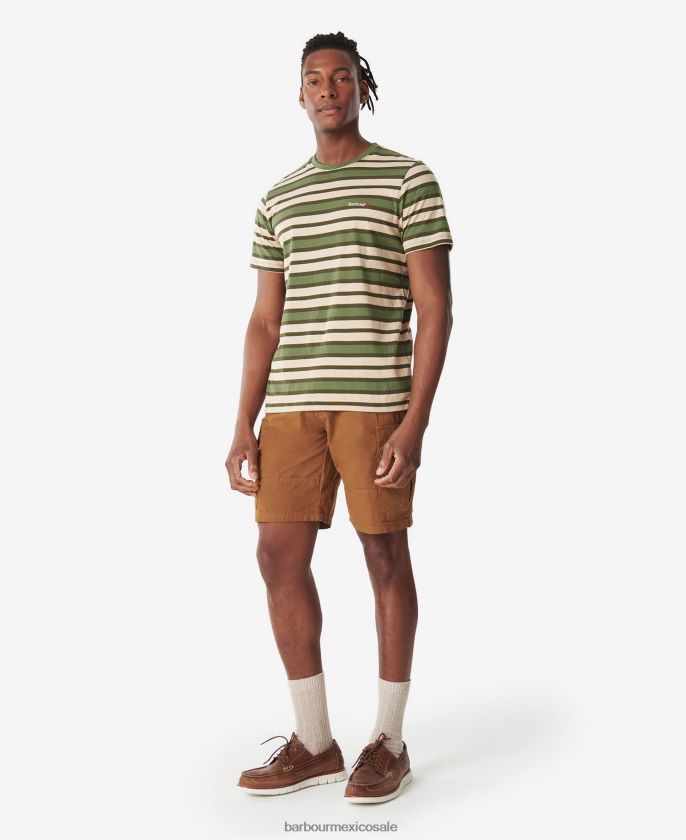 Barbour 8B6RFZ750 ropa naranja desteñido hombres playera con rayas crundale