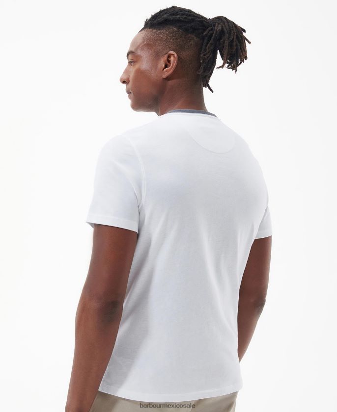 Barbour 8B6RFZ754 ropa blanco clásico hombres playera con paneles Steaford