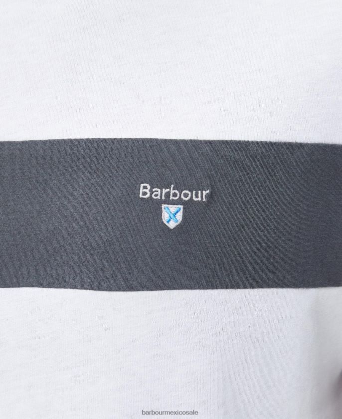 Barbour 8B6RFZ754 ropa blanco clásico hombres playera con paneles Steaford