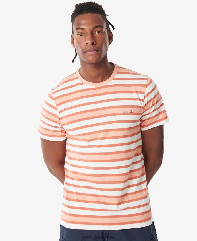 Barbour 8B6RFZ795 ropa naranja desteñido hombres playera con rayas crundale