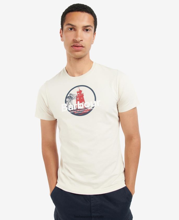 Barbour 8B6RFZ798 ropa niebla azul hombres playera con estampado gráfico break