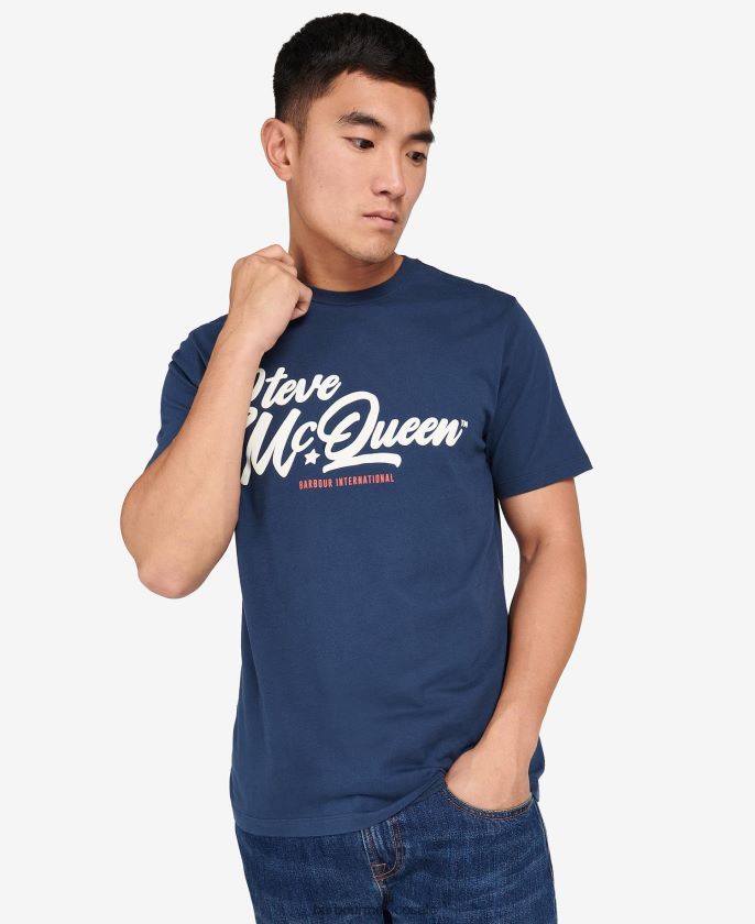 Barbour 8B6RFZ820 ropa susurro blanco hombres camiseta gráfica