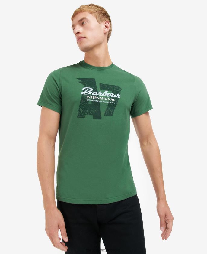Barbour 8B6RFZ824 ropa carrera verde hombres camiseta Vantage con estampado gráfico