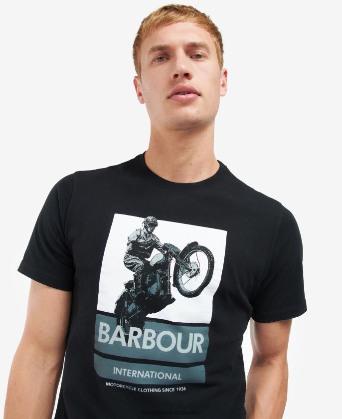 Barbour 8B6RFZ893 ropa negro clásico hombres playera con estampado Archie