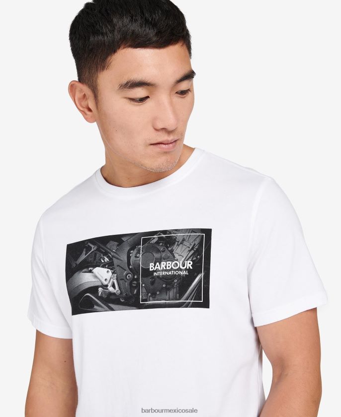 Barbour 8B6RFZ911 ropa horizonte azul hombres playera con estampado gráfico carenado