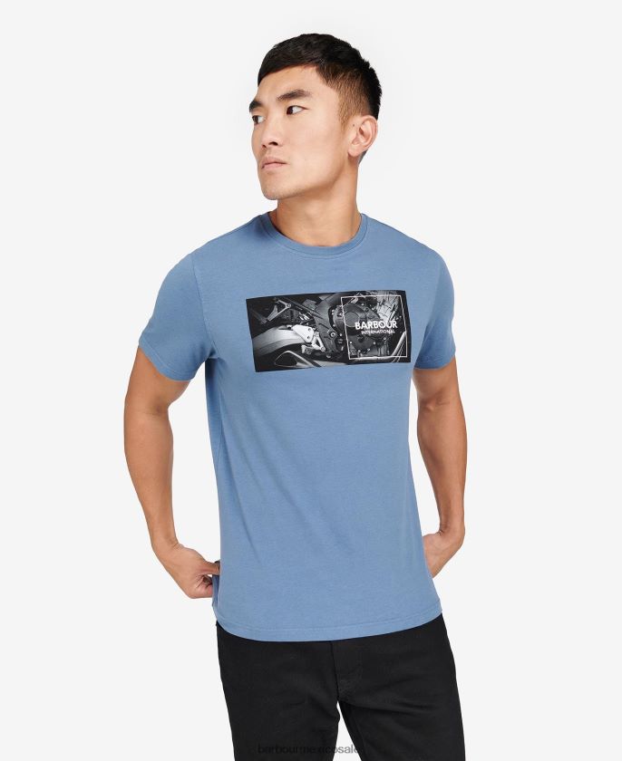 Barbour 8B6RFZ948 ropa horizonte azul hombres playera con estampado gráfico carenado