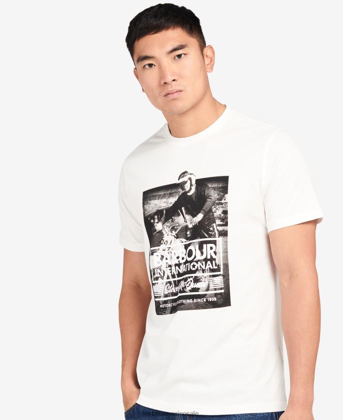 Barbour 8B6RFZ961 ropa susurro blanco hombres morris camiseta gráfica