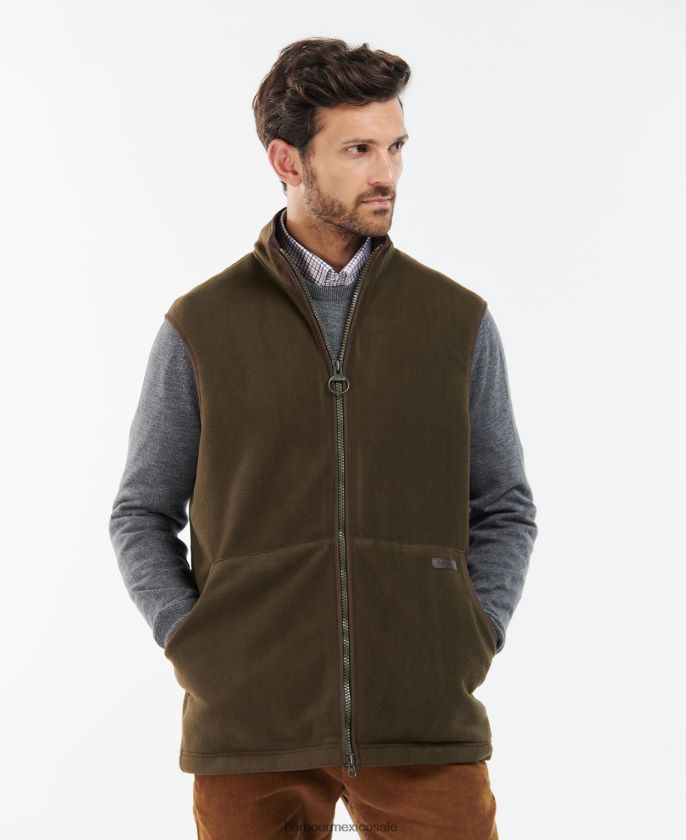 Barbour 8B6RFZ240 ropa aceituna hombres chaleco polar oakmoor