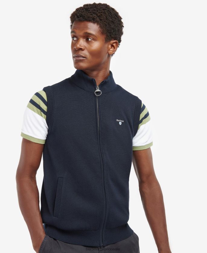 Barbour 8B6RFZ282 ropa azul marino clásico hombres chaleco de punto dawdon
