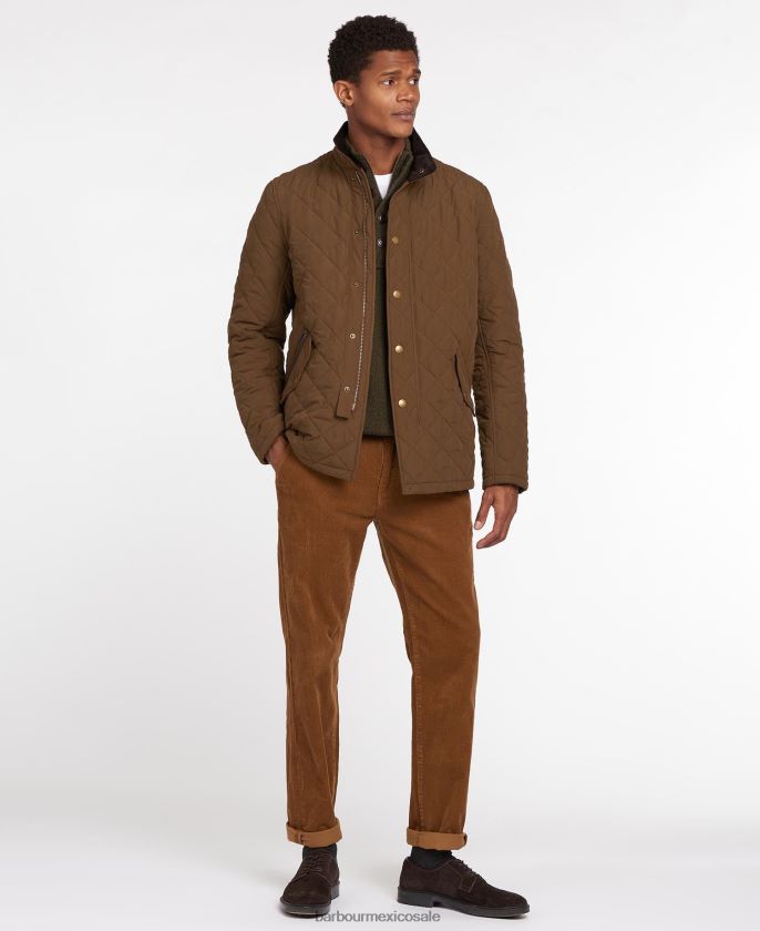 Barbour 8B6RFZ107 ropa oliva oscuro hombres edredón pala