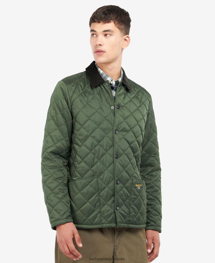 Barbour 8B6RFZ118 ropa marrón militar/hiedra de verano hombres chaqueta acolchada con escudo Herron