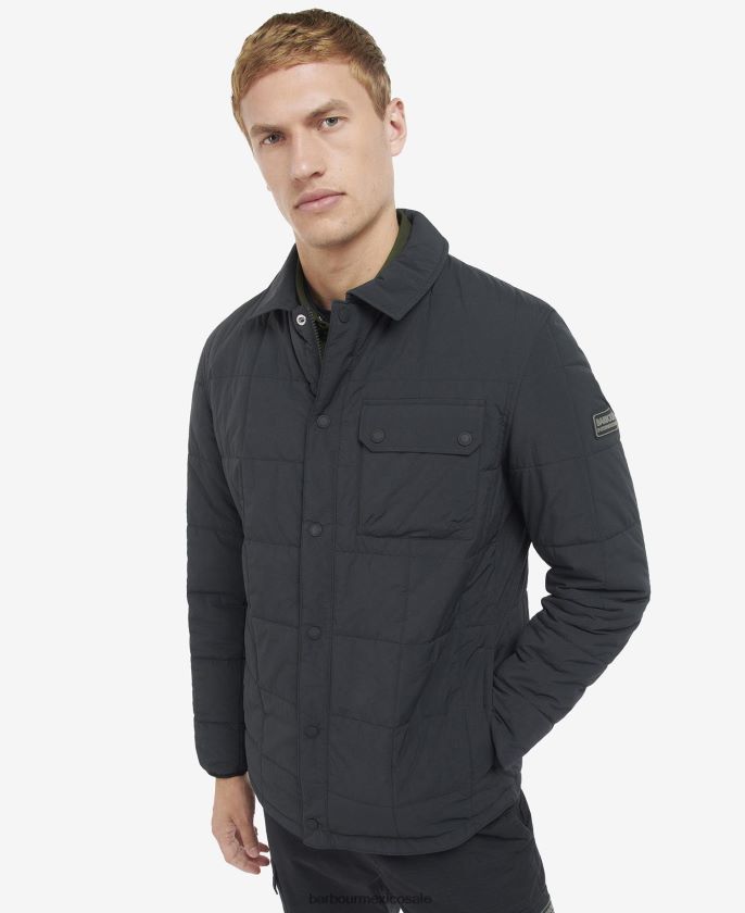 Barbour 8B6RFZ131 ropa negro clásico hombres sobrecamisa Touring acolchada