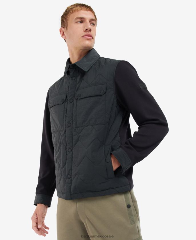 Barbour 8B6RFZ132 ropa hongo oscuro hombres sobrecamisa acolchada bradley