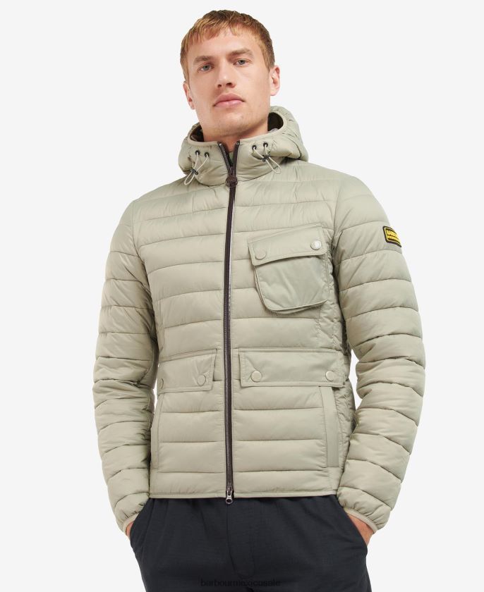 Barbour 8B6RFZ147 ropa negro hombres chamarra acolchada Racer Oston con capucha