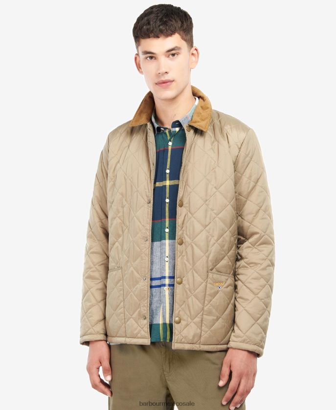Barbour 8B6RFZ158 ropa marrón militar/hiedra de verano hombres chaqueta acolchada con escudo Herron