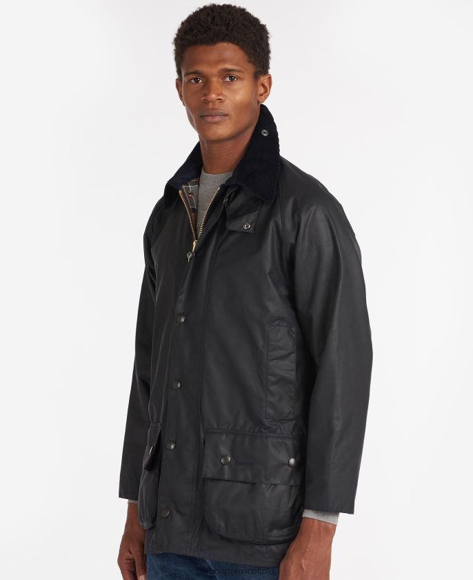 Barbour 8B6RFZ10 ropa negro hombres chaqueta de cera beaufort