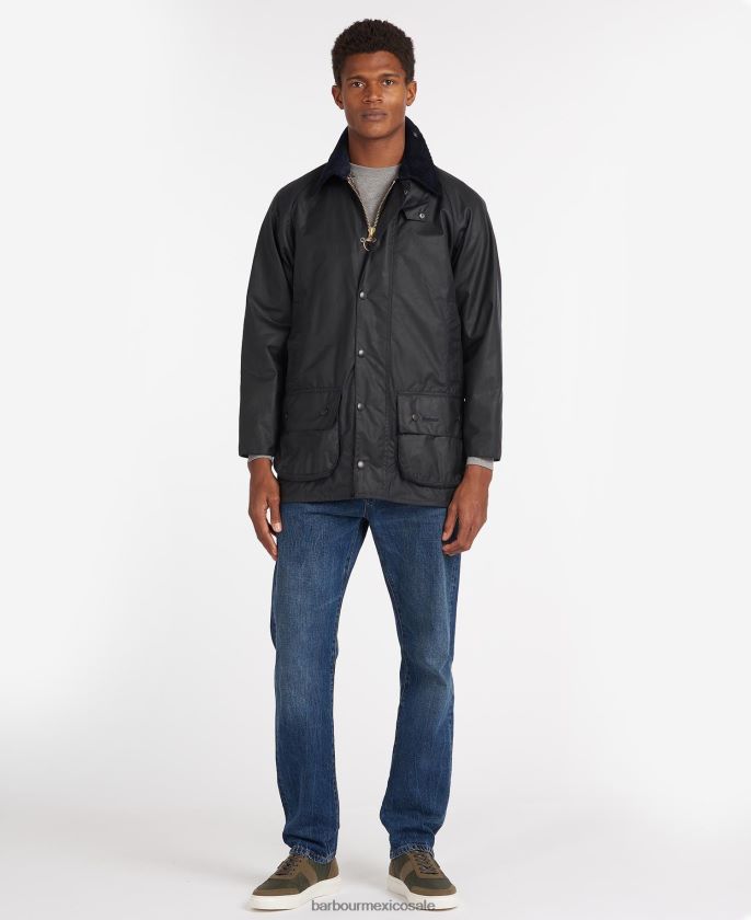 Barbour 8B6RFZ10 ropa negro hombres chaqueta de cera beaufort