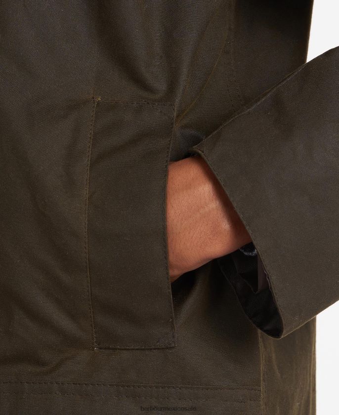 Barbour 8B6RFZ16 ropa aceituna hombres chaqueta clásica de cera de Northumbria