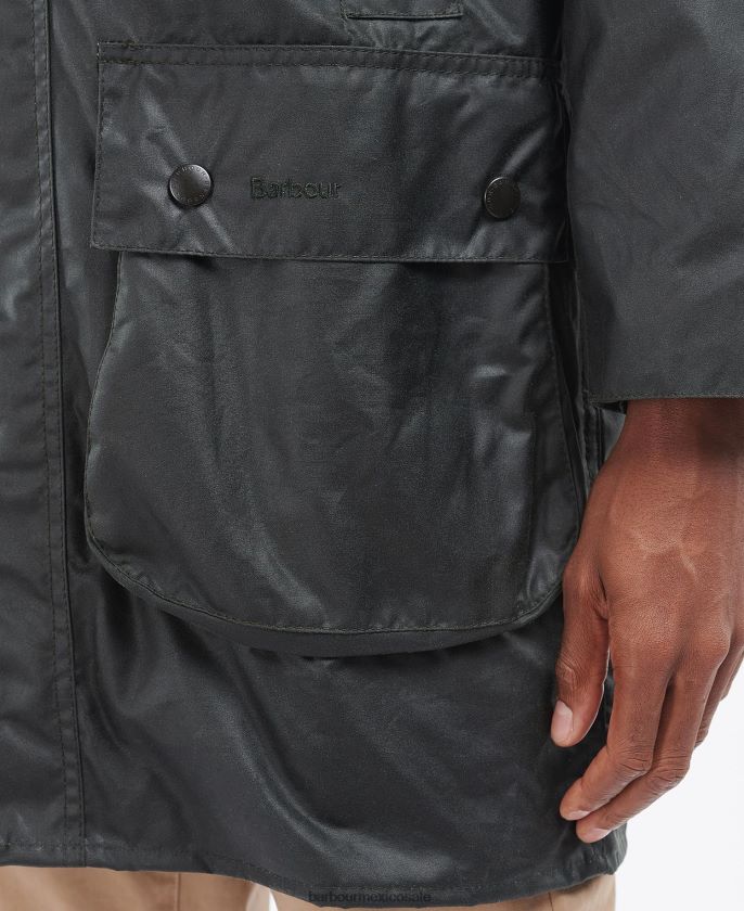 Barbour 8B6RFZ18 ropa Armada hombres chaqueta de cera con borde