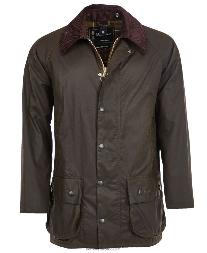 Barbour 8B6RFZ1 ropa aceituna hombres chaqueta de cera beaufort clásica