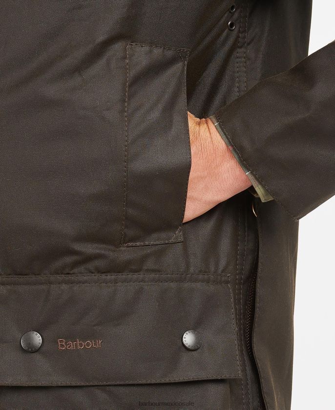 Barbour 8B6RFZ1 ropa aceituna hombres chaqueta de cera beaufort clásica