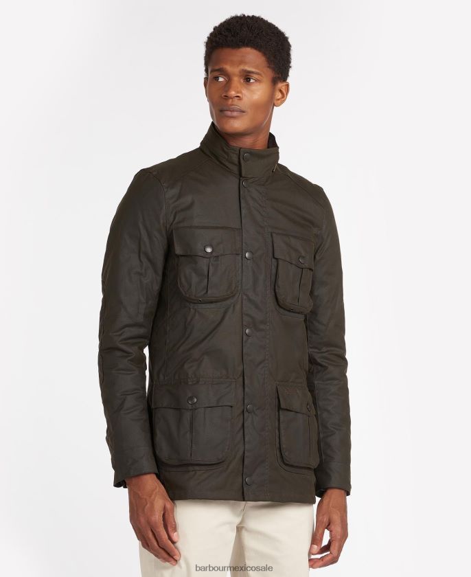 Barbour 8B6RFZ23 ropa aceituna hombres chaqueta de cera corbridge
