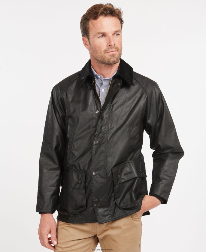 Barbour 8B6RFZ24 ropa negro hombres bedale chaqueta de cera