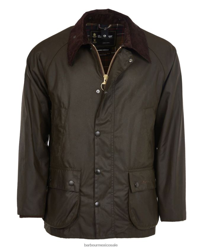 Barbour 8B6RFZ2 ropa aceituna hombres chaqueta de cera bedale clásica