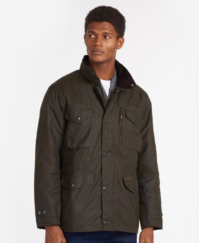 Barbour 8B6RFZ36 ropa aceituna hombres chaqueta de cera de zapador