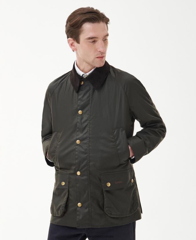 Barbour 8B6RFZ3 ropa aceituna hombres chaqueta de cera union jack ashby de edición limitada