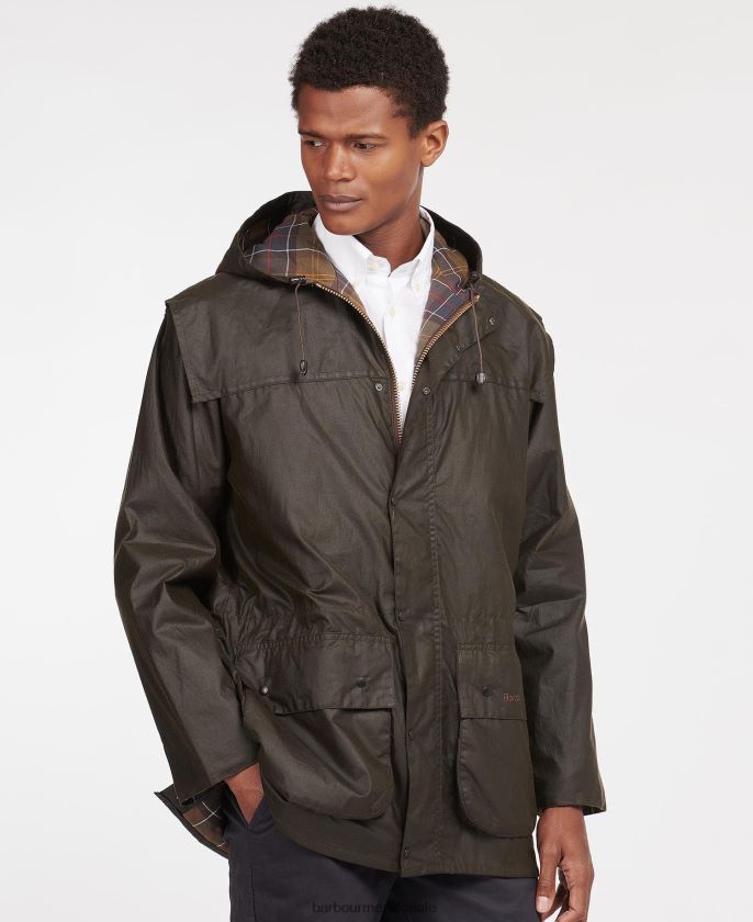 Barbour 8B6RFZ43 ropa aceituna hombres chaqueta clásica de cera durham